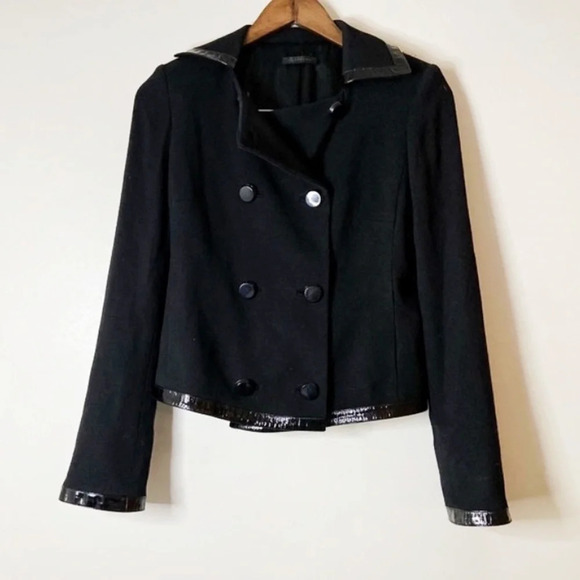 ELIE TAHARI Virgin Wool Leather Blazer Double Breasted Fall Jacket Size Small - Picture 13 of 14